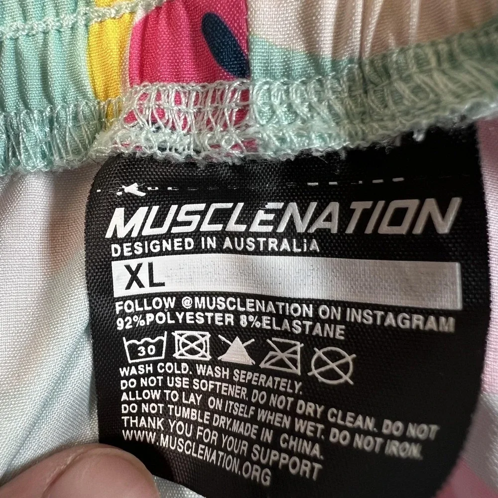 Muscle‎ Nation Swim Trunks Shorts Mens XL Flamingo Donut Watermelon Fun Print